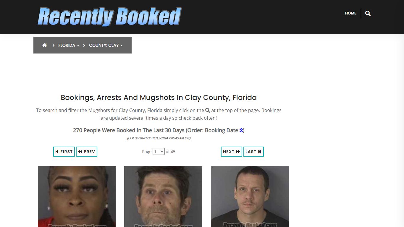 Bookings, Arrests and Mugshots in Clay County, Florida - Recently Booked