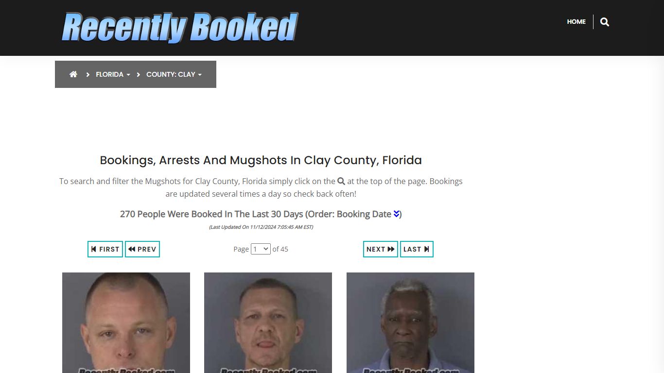 Bookings, Arrests and Mugshots in Clay County, Florida - Recently Booked